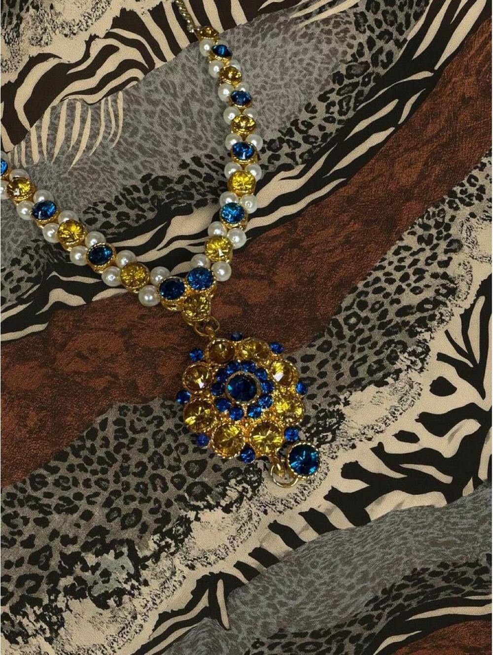blue and gold necklace